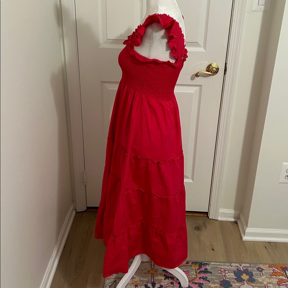 Hill House Home The Ellie Nap Dress Raspberry Red Poplin Size XS - Picture 10 of 14
